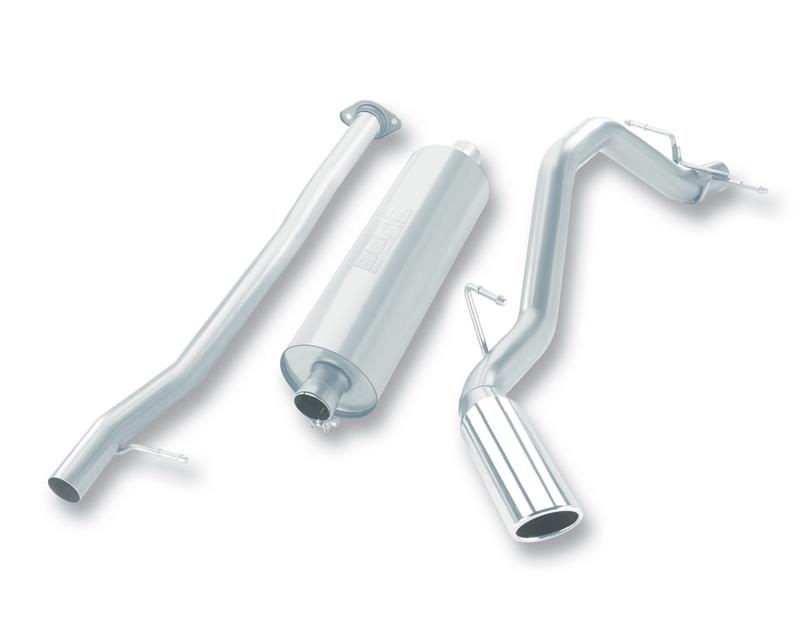 Borla Touring Cat-Back Exhaust System - 2.75 in. - Incl. Connecting Pipe/Muffler/Hardware/4 in. Round x 13 in. Long Single Rolled Angle-Cut Tip - Side Exit 140343