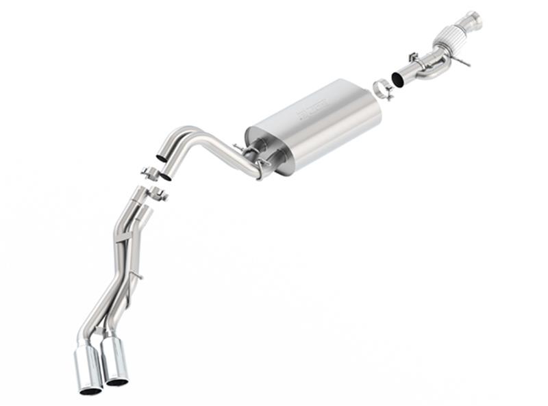 Borla Touring Cat-Back Exhaust System - 3 in. Into Muffler 2.25 in. Out - Incl. Connecting Pipes/Mufflers/Hardware/4 in. Round x 12 in. Dual Rolled Angle-Cut Tip - Side Exit 140559