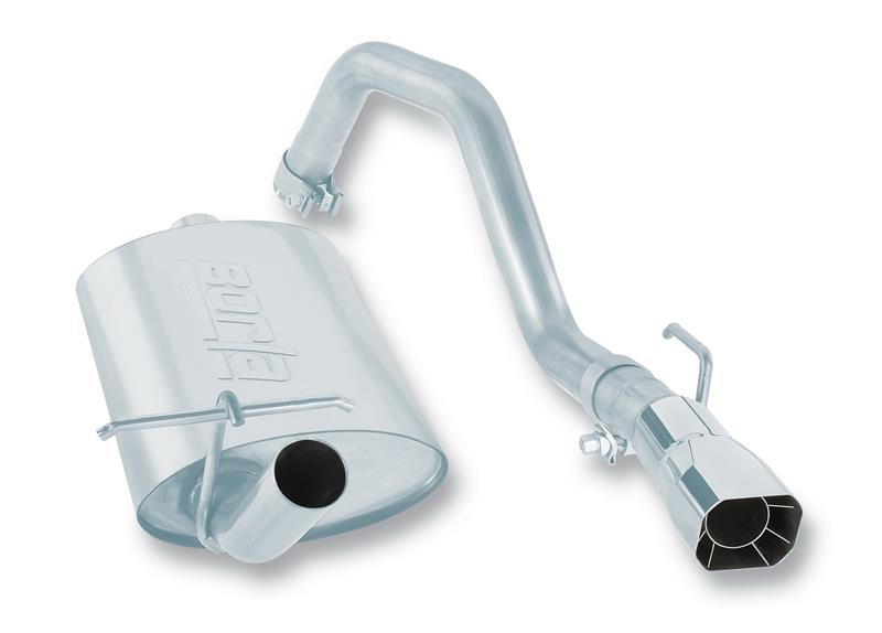 Borla Touring Cat-Back Exhaust System - 2.25 in. Into 2 in. - Incl. Tubing/Muffler/Mtg. Hardware/2.75in.x2.5in. Squarex6.5in. Long Single Angle-Cut Intercooled Tip - SingleRightRearExit 14352