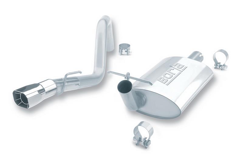 Borla Touring Cat-Back Exhaust System - 2.25in.IntoMuffler2in.Out - Incl.Tubing/Muffler/Mtg.Hardware/2.75in.x2.5in. Squarex6.5in. LongSingleAngle-CutIntercooledTip - SingleRightRearExit 14364