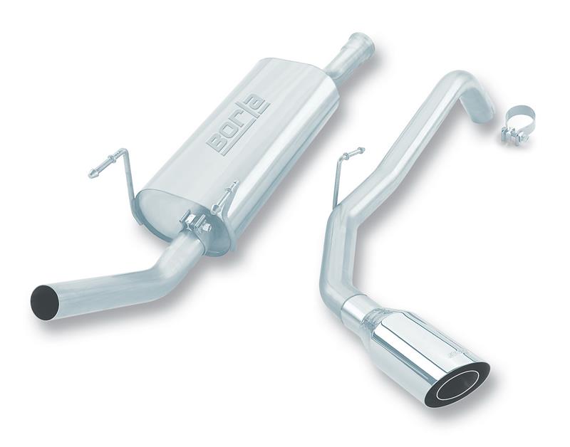 Borla Touring Cat-Back Exhaust System - 2.25 in. - Incl. Connecting Pipes/Muffler/Hardware/4 in. Round x 11 in. Long Single Angle-Cut Phantom Tip - Side Exit 14854
