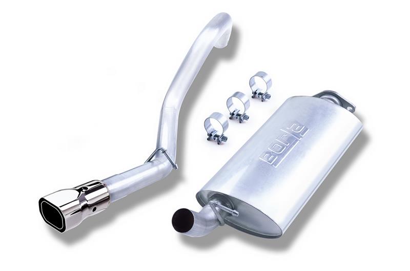 Borla Touring Cat-Back Exhaust System - 2.25 in. - Incl. Tubing/Muffler/Hardware/3.38 in. x 3 in. Square x 6.5 in. Long Single Angle-Cut Phantom Tip - Single Right Rear Exit 14924