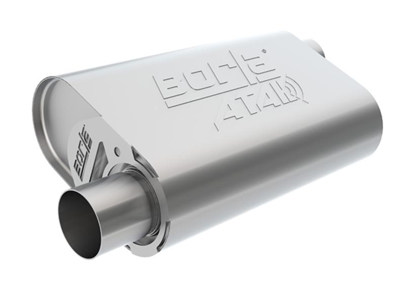 Borla CrateMuffler - 2.5 in. In/Out - 14 in. L x 4.35 in. W x 9 in. H - Offset/Offset - Atak Sound Level 400947