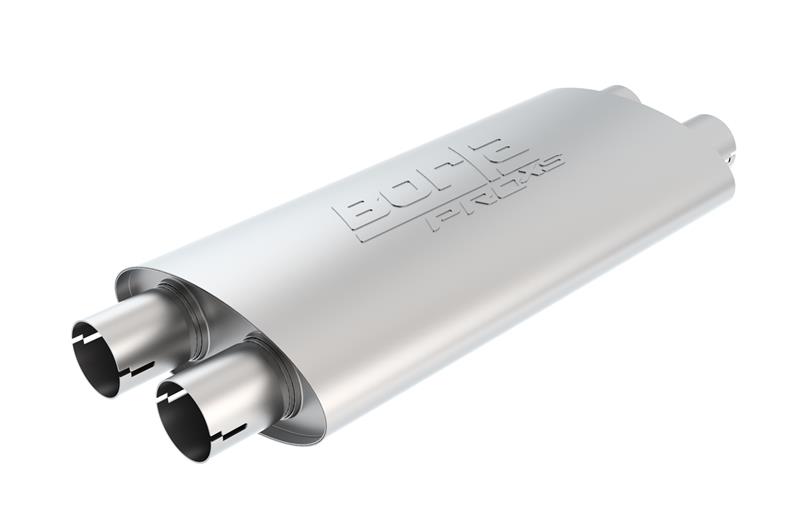 Borla Pro XS Muffler - Dual/Dual - 2.25 in. Dual Inlet - 2.25 in. Dual Outlet - 19 in. Length - Oval Body - T-304 Stainless Steel 400492