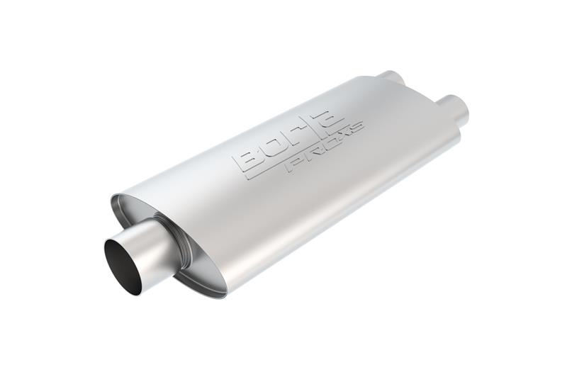 Borla Pro XS Muffler - Center/Dual - Oval - 3 in. Inlet - 2.5 in. Outlet - 19 in. x 4 in. x 9.5 in. Case Size - 24 in. Overall Length - Unnotched - T-304 Stainless Steel 40349