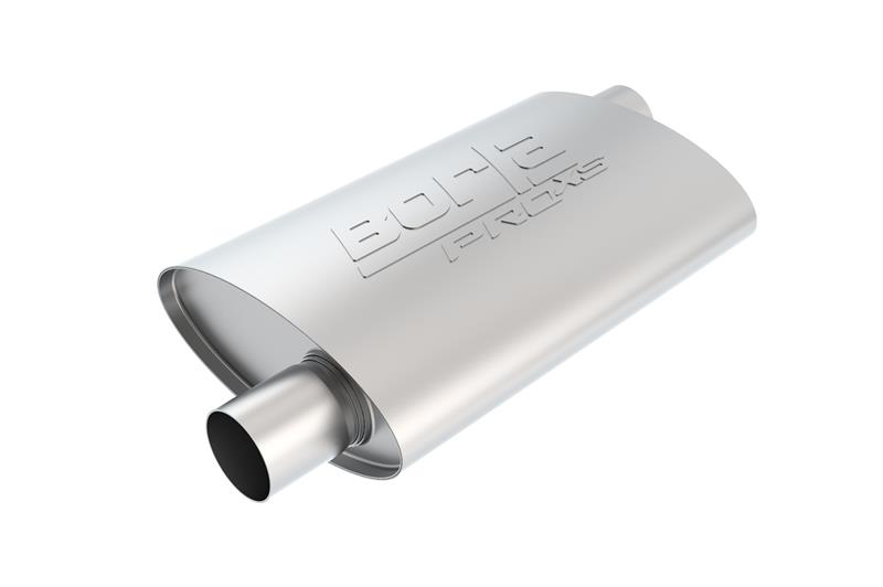 Borla Pro XS Muffler - Offset/Offset - Oval - 2.5 in. Inlet - 2.5 in. Outlet - 14 in. x 4 in. x 9.5 in. Case Size - 19 in. Overall Length - Unnotched - T-304 Stainless Steel 40352