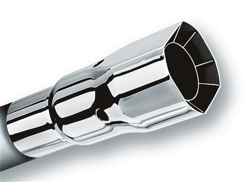 Borla Universal Exhaust Tip - 2.25 in. Inlet - 2.5 in. x 2.75 in. Sq. Outlet - 6 in. Length - Set Screw Include - Single Square Intercooled - Polished Stainless Steel 20112