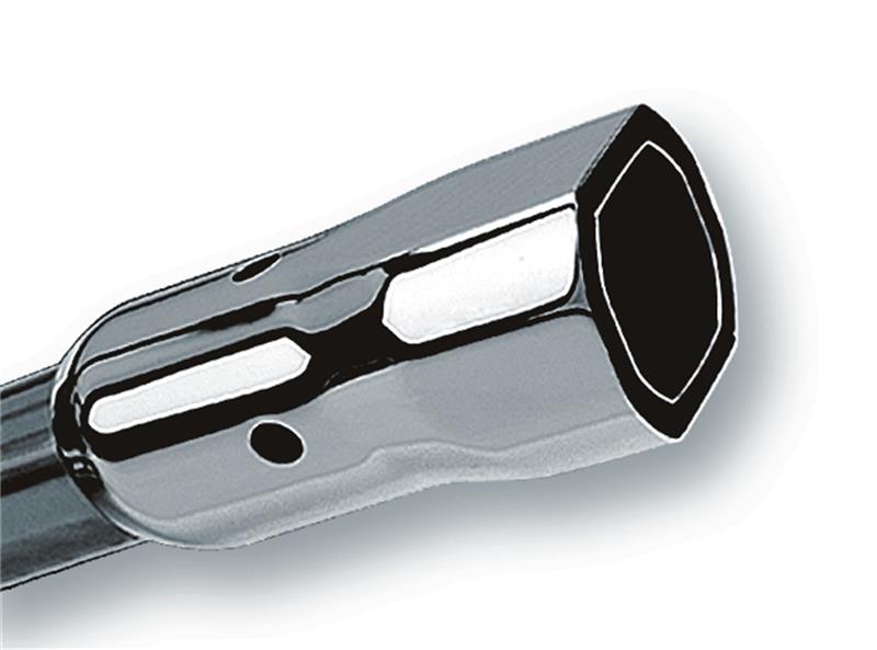 Borla Universal Exhaust Tip - 2.25 in. Inlet - 3.38 in. x 3 in. Sq. Outlet - 6.5 in. Length - Weld-On - Single Square Angle Cut Phantom - Polished Stainless Steel 20252