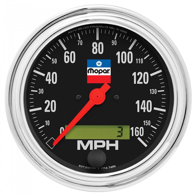 Auto Meter Mopar Classic Series - In-Dash Speedometer - Electric, Air-Core Movement - Incl Bulb & Socket 3212 - Incl Light Covers Red 3214 & Green 3215 - Incl Mounting Bracket 880790