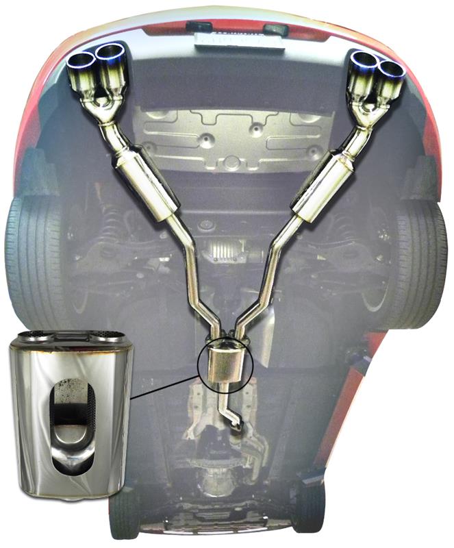 Injen Cat-Back Exhaust System - Incl. Stainless Steel Tubing/Dual Mufflers w/Logo/Flanges/Y-Pipe/Resonator/4 in. Titanium Tips - Gains +15.0 HP/Torque +26.0 ft./lbs. SES1386TT