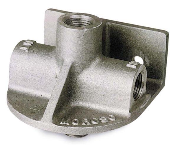 Moroso Remote Oil Filter Mount - Inlet left-side, Outlet right-side - Accepts Chevy V8 type spin-on filter 23760
