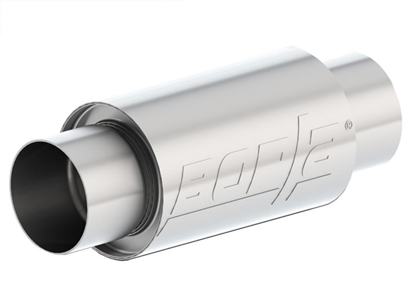 Borla XR-1 Stainless Sportsman Racing Mufflers - Center/Center - Round - 3.5 in. Inlet/Outlet - 8in. Body Length - 5in. Dia. - All Race Venues Requiring Highest Flow Muffler-Space Allowing 40004S