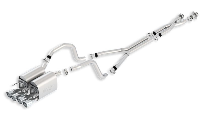 Borla S-Type II Cat-Back Exhaust System - Single 2.5in. Into Muffler Dual 2in. Out - Incl. Conn. Pipes/Mufflers/Hardware/4in. x 7in. Dual Round Rolled Angle-Cut Tip - Split Rear Exit 140452