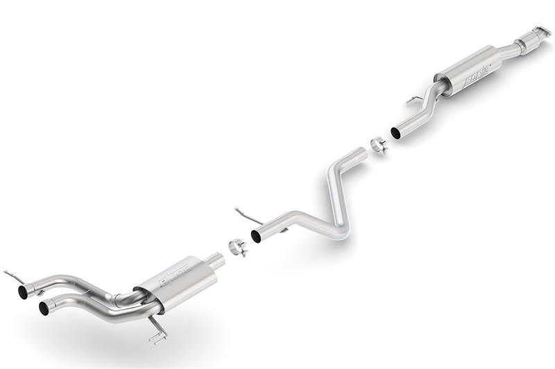 Borla S-Type Cat-Back Exhaust - 2.5 in. Into Muffler Dual 2.25 in. Out Tubing - Incl. Connecting Pipes/Mufflers/Hardware - No Tip -Uses Factory Valance - Center Rear Exit 140506