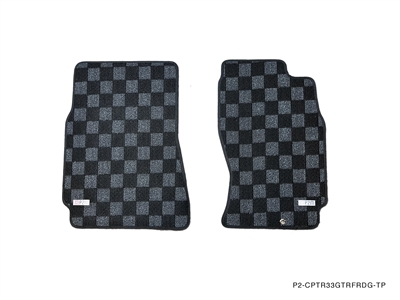 P2M R33 SKYLINE GTR (JDM RHD) FRONT + REAR (5PCS SET) RACE FLOOR MATS: DARK GREY