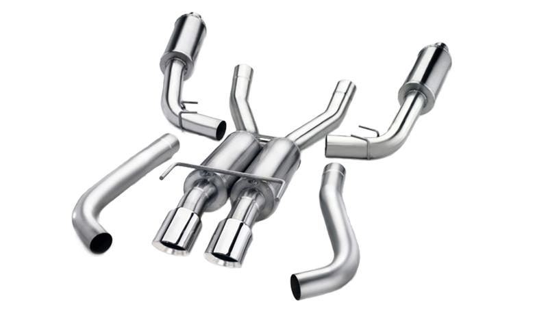CORSA Performance Sport Cat-Back Exhaust System - Dual Rear Exit - Incl. dB Muffler/Pipes/Clamps/Single 4in Black Pro-Series Tips 14869BLK