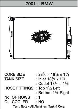 CSF Performance Radiator - 1 Row Design 7001