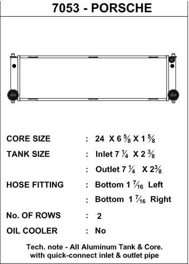 CSF Performance Radiator - 2 Row Design - Replacement for OE #99610603775 - Center ONLY 7053