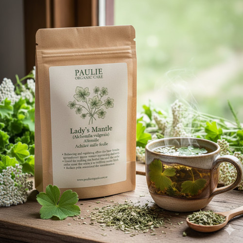 Lady’s Mantle (Alchemilla vulgaris)/ Alchemille/ Achillée mille feuille (3,5 oz)
 
Balancing and regulating effect on the female reproductive system.
Excellent remedy for women approaching delivery.
Good for making an herbal tea in order to strengthen the uterus, and to facilitate easier birth.
Reduce pain associated with menstruation.
 
 
Help make your hair healthy and glossy. Help treat a sore throat.
Used topically as an herbal douche, it can be used as a soothing treatment for various female gynecological disorders,
such as vaginal inflammation and discharge. Good remedy for wounds, cuts and scrapes
Before you begin using this herb for medicinal reasons,
do check with your doctor. This is especially true if you are taking prescription medication or if you are pregnant.