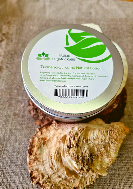 Turmeric/Curcuma Boby Cream 250ML ( Organic) (8,5 oz)
 
Brightning skintone, for dry skin.
For use after shower in the morning as well as at night.
 
Composition: Sheabutter, Turmeric oil, Tea tree oil,
Vitamine E, Tamanu oil, glycerine, it has a high content of pro- Vitamin A,
among which the carotenoids dominate.
 
If you have pigmentation and discoloration then using turmeric will surely help.
Turmeric is said to lighten pigmentation and even out skin tone.
Anti -inflammatory and antiseptic and ideal for treating eczema, and dry or irritated skin.
 
Composition: Sheabutter, Turmeric oil, Tea tree oil,
Vitamine E, Tamanu oil, glycerine, it has a high content of pro- Vitamin A,
among which the carotenoids dominate.
 
If you have pigmentation and discoloration then using turmeric will surely help.
Turmeric is said to lighten pigmentation and even out skin tone.
Anti -inflammatory and antiseptic and ideal for treating eczema, and dry or irritated skin.