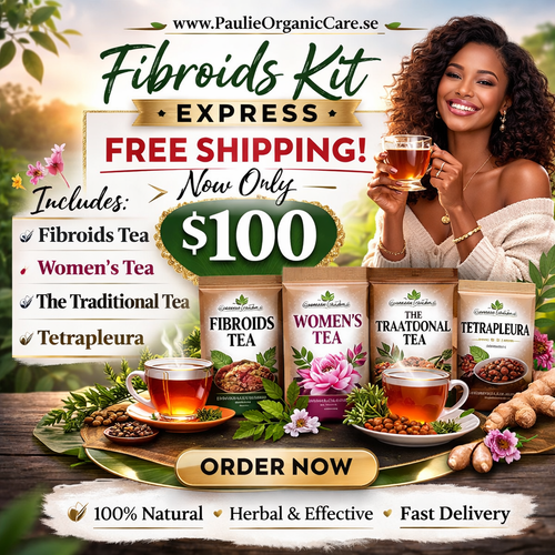 Fibroid Kit espress
What Are the Benefits?
? 1. Fibroids Tea
Supports natural hormonal balance
Helps promote uterine wellness
Traditionally used to support healthy menstrual cycles
Supports the body’s natural cleansing process
? 2. Women’s Tea
Supports overall feminine health
Promotes hormonal harmony
Helps reduce monthly discomfort
Encourages reproductive system balance
? 3. The Traditional Tea
Supports natural detoxification
Promotes circulation and cleansing
Helps maintain overall body balance
Strengthens general wellness
? 4. Tetrapleura
Traditionally used for women’s reproductive support
Supports healthy inflammation response
Promotes internal cleansing
Encourages post-cycle recovery support