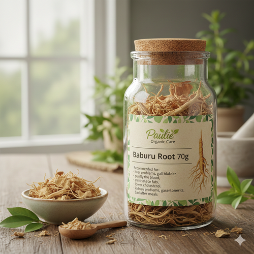 Baburu Root 70g
 
Ingredients: 100% Baburu Root 70g From Africa
 
What is Baburu Root ?
It is a root rich in highly detoxifying and purifying quinones, catechins, polyols and bioflavonoids.
Due to its richness in substances with physiological activity, it acts in a great part of our organism according to the lack of the cells, is still recognized in the treatment of diseases of the stomach, gall bladder, spleen and all the urinary apparatus.
 
As a purifier allows blood flow, fighting cholesterol and normalizing blood pressure.
In external lavage, results are obtained in herpes, in sores and other affections. Because it is very diuretic, it eliminates fats and reduces weight.
 
Recommended for: liver problems, gall bladder problems, purify the blood, eliminate fats, lower cholesterol, kidney problems, gastroenteritis, bad after meals, etc.

Method of preparation: 
1 tablespoon for 1 litre of water. Place the shell in the still cool water and let it boil. Turn off the stove and let it infuse about 3 minutes, plugged.
It is recommended to take 2 cups before each meal and at bedtime.

Curiosities: Baburu Root is a product obtained from an African plant, recognized for its preventive and curative properties. It has been used for centuries by traditional medicine.