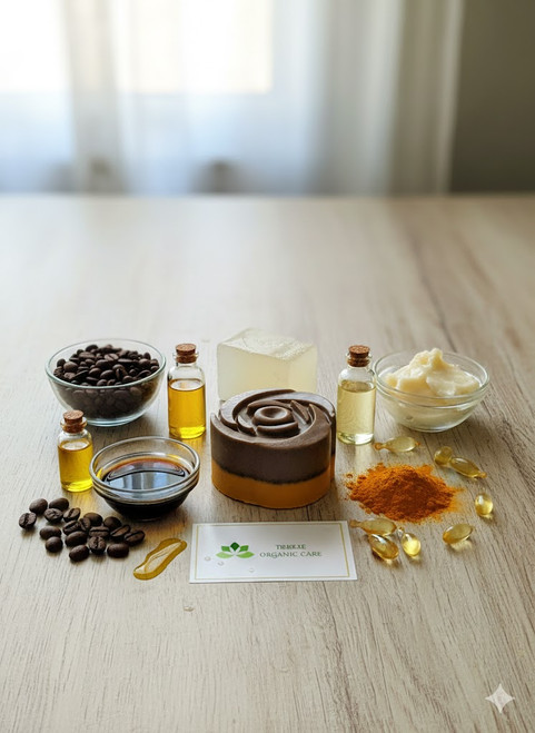 Paulie Valentine's Organic Soap
Turmeric Soap
help reduce acne and any resulting scars, Glowing skin, 
Lightens pigmentation,Imperfections and skin lightening
 
Coffee Natural Scrub
Anti-acne, soothing, exfoliating,
anti-aging, tighten skin, help reduce cellulite.
 
Reduces puffy eyes. Caffeine reduces cellulite
because of it's stimulant properties.
Exfoliates Dead Cells; When used as a gentle c
offee natural soap, it can scrounge off flaky skin on the face. Firming
and toning skin. Scrub to soften cracked heels,
moisturizes feet and soften them. Help give shine to the hair.
Use this soap three times a week.
Produced by Paulie Organic Care
www.paulieorganiccare.se
 
 
 
Compositions: glycerine, Organic ground coffee,
oliv oil, coffee oil, vitamin E
Shea butter,  Glycerine , turmeric powder, vitamin E, olive oil,
Tea tree oil and coconut oil
 