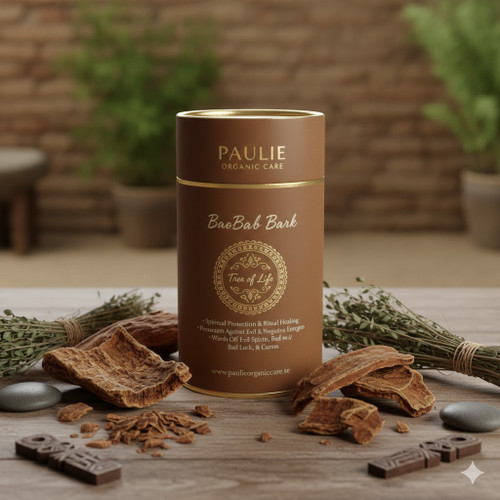 Paulie BaoBab Bark /  "Tree of Life"
 
the spiritual uses of baobab bark are deeply rooted in African traditions and vary across cultures. The baobab tree itself is often called the "Tree of Life", and its bark plays a role in both spiritual protection and ritual healing.
Protection Against Evil & Negative Energies
In many African spiritual systems, baobab bark is believed to ward off evil spirits, bad luck, or curses.
Grounding & Connection to Ancestors
Because baobab trees live for thousands of years, they're seen as a bridge between the earthly and the ancestral realms.
Ritual Cleansing
Boiled baobab bark is used for spiritual baths to remove heavy or stagnant energy.
 Dreamwork & Spiritual Vision
Some cultures believe baobab bark enhances dream recall or spiritual visions.
A small amount of bark may be placed near the bed or used in teas (only if safe and guided by a healer).
Step 1: Prepare the Infusion
Place the baobab bark (and any additional herbs) in a pot with 2–3 cups of water.
Bring to a boil, then reduce to a low simmer for 15–20 minutes.
Strain the liquid into a bowl or container, discarding the bark and herbs.
? Step 2: Set the Space
Clean your bathroom first — energetically and physically.
Light a white candle or burn incense (like frankincense or myrrh).
Speak your intention aloud: for protection, clarity, healing, etc.
? Step 3: Bathe
You can do this two ways:
1. Shower Method (Pour-Over)
Stand in the shower.
Pour the infusion slowly over your body from the neck down, not the head (unless culturally appropriate).
As you pour, speak affirmations or prayers: “I release all that does not serve me. I welcome clarity and peace.”
Let it air dry — don’t rinse off.
2. Bath Soak
Pour the infusion into a bathtub filled with warm water.
Soak for at least 15 minutes in silence or meditation.
Let yourself air dry or gently pat with a clean towel.
After the Bath:
Rest, journal, or meditate to reflect on what you felt or released.
Dispose of leftover herbs or water outside (if possible), as an offering back to nature.