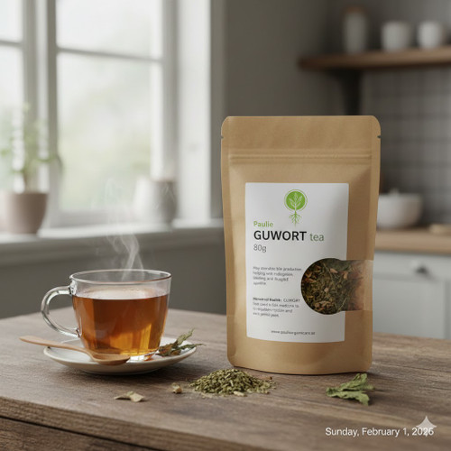 GUWORT tea 80g
May stimulate bile production, helping with indigestion, bloating, and sluggish appetite.
Menstrual Health
GUWORT has been used in folk medicine to regulate menstrual cycles and ease period pain.
Relaxation & Sleep
Mildly calming, sometimes used as a bedtime tea.
Folk tradition associates mugwort with vivid dreams and enhanced dream recall
Anti-inflammatory & Antimicrobial
 
GUWORT tea is traditionally valued for digestion, menstrual support, relaxation, and dream enhancement, but should be used with caution and in moderation. In many cultures, GUWORT has spiritual associations and has been used for cleansing, protection, and dream rituals