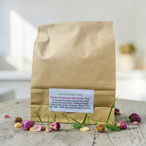 Paulie Feminine Harmony Tea 80g: is a thoughtfully crafted herbal blend designed to support women's wellness, comfort, and balance. Made with carefully selected botanicals, this tea is intended to be part of a holistic self-care routine for women seeking natural support during times of vaginal dryness and intimate discomfort.

Ingredients: Rose Garden-Ginseng Root- Hibiscus- Sage- Djeka- Lemon Balm- Roiboos- Boom tea

Benefits

? Supports feminine wellness and daily self-care
? Helps promote comfort during periods of vaginal dryness
? Encourages balance and overall well-being
? Crafted with carefully selected herbal ingredients
? Caffeine-free and suitable for daily enjoyment

Directions

Add 1–2 teaspoons of tea to a cup of hot water. Steep for 5–10 minutes. Enjoy 1–2 cups daily as part of a healthy lifestyle and wellness routine.

A Gentle Ritual for Feminine Harmony

Nourish your body, embrace your wellness, and enjoy the natural comfort of Paulie Feminine Harmony Tea.