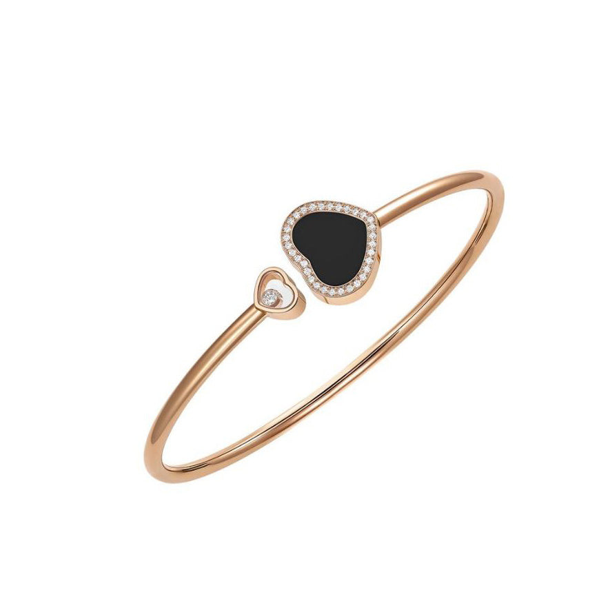 Chopard Happy Hearts Diamond Rose Gold Onyx Bangle