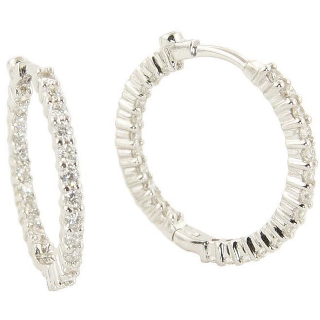 Roberto Coin Inside & Out Diamond Hoop Earrings