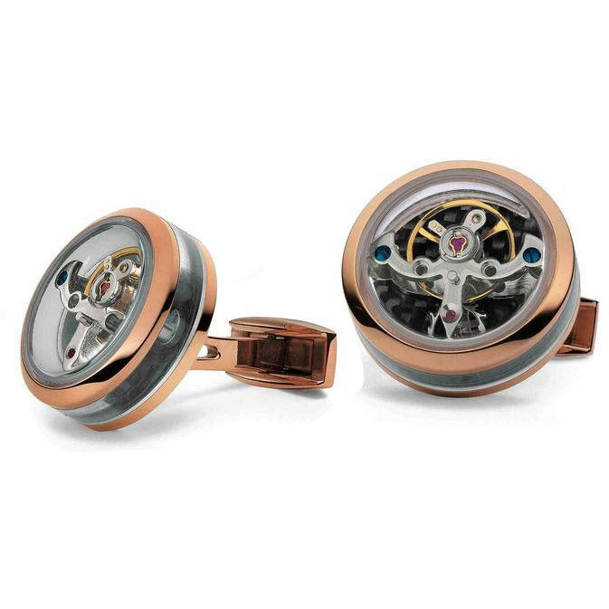 TF Est 1968 Rose Gold Openside Tourbilion Cufflinks