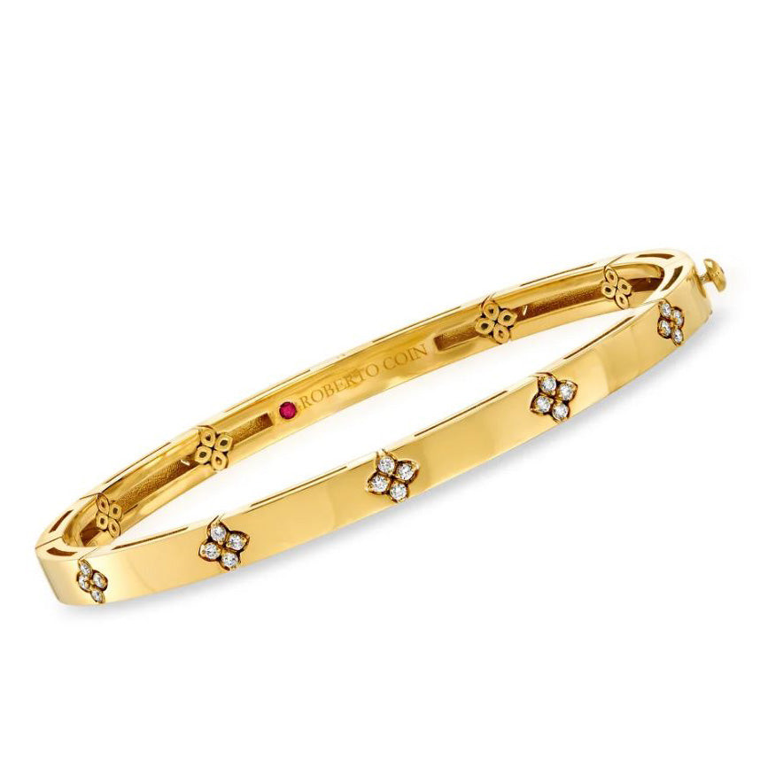 Roberto Coin Love In Verona Diamond Flower Thin Bangle