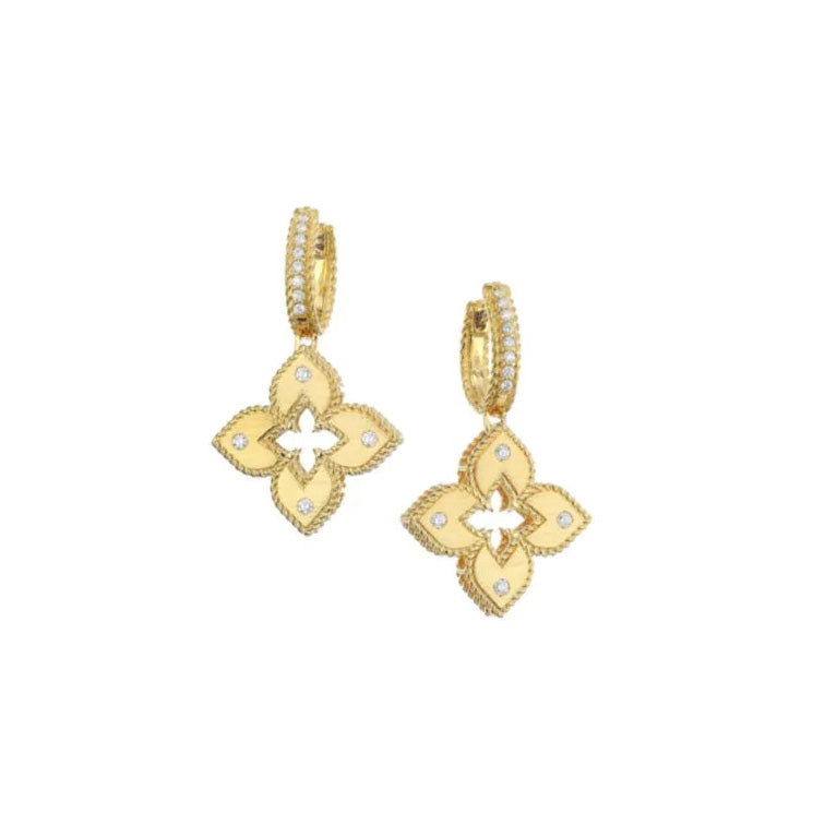 Roberto Coin Venetian Princess Gold And Diamond Drop Earrings