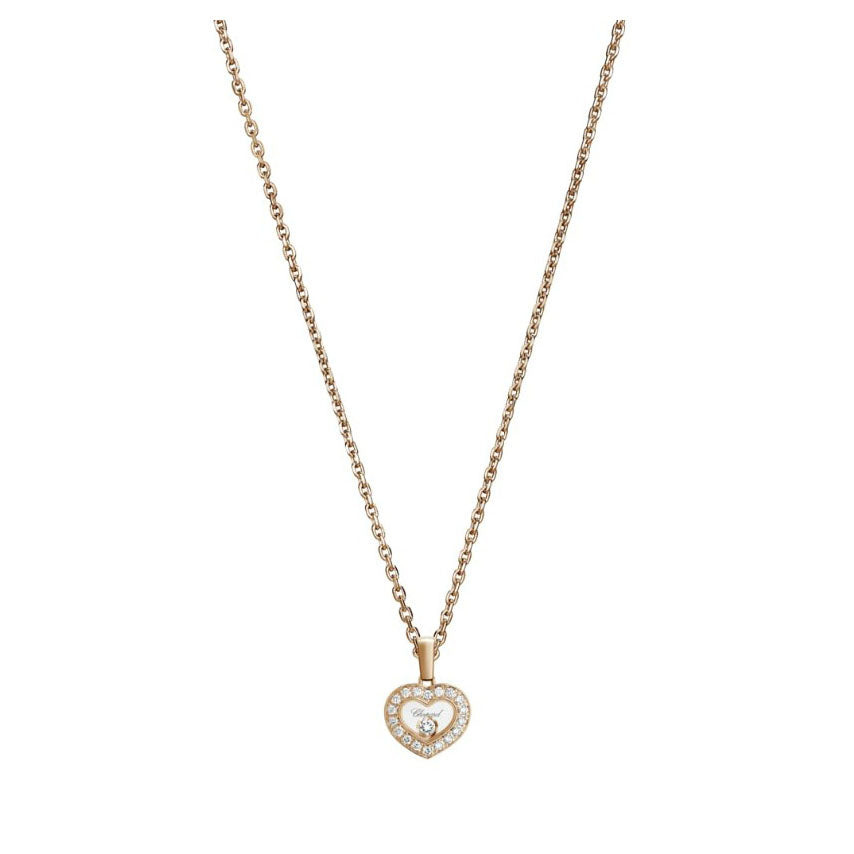 Chopard Rose Gold Diamond Heart Pendant With One Floating Diamond