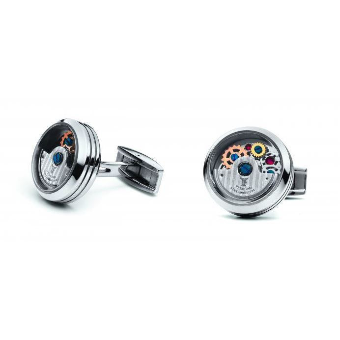  collection カフリンクス TF Est 1968 Polished Stainless Steel Rotor Caged Cufflinks / CRO-SS99C
