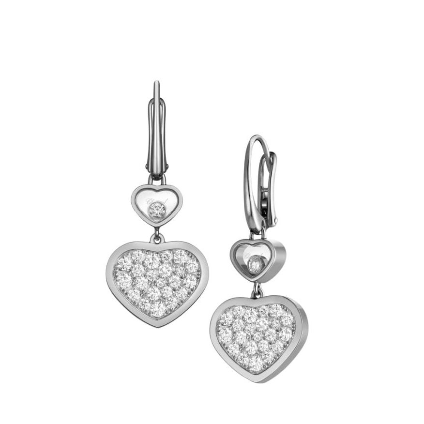 Chopard Happy Hearts White Gold Diamond Hanging Earrings