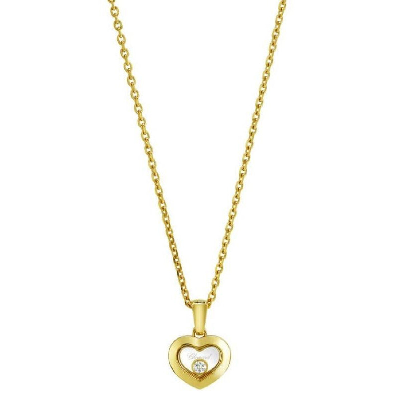 Chopard Yellow Gold Heart Pendant With One Floating Diamonds