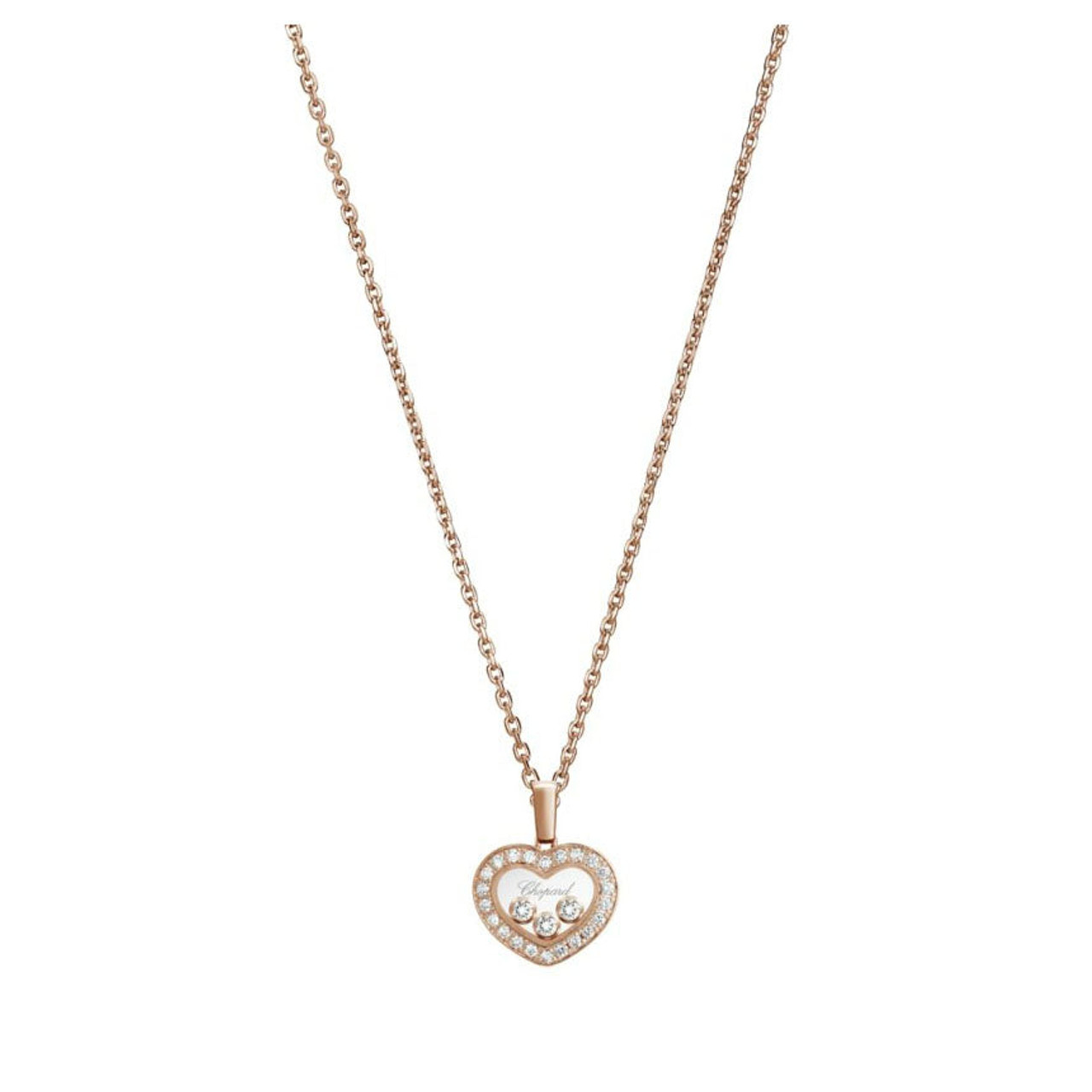Chopard Rose Gold Diamond Heart Pendant With 3 Floating Diamonds Chopard Rose Gold Diamond Heart Pendant With 3 Floating Diamonds