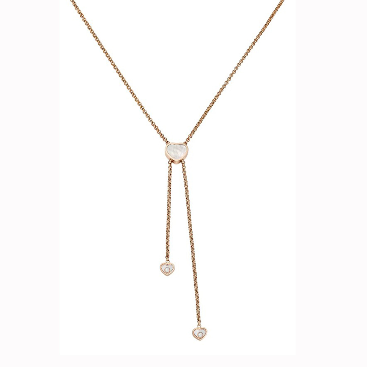 Chopard Happy Hearts Rose Gold Mother Of Pearl Lariat Necklace