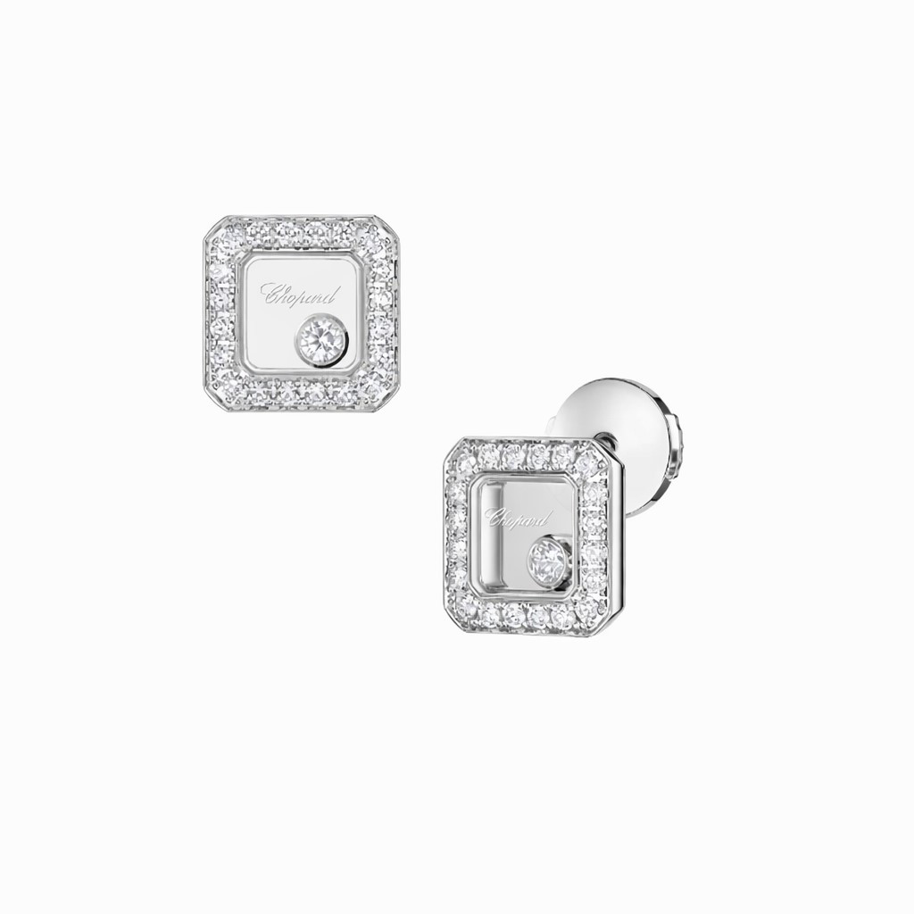 Chopard Happy Diamonds Diamond White Gold Square Earrings