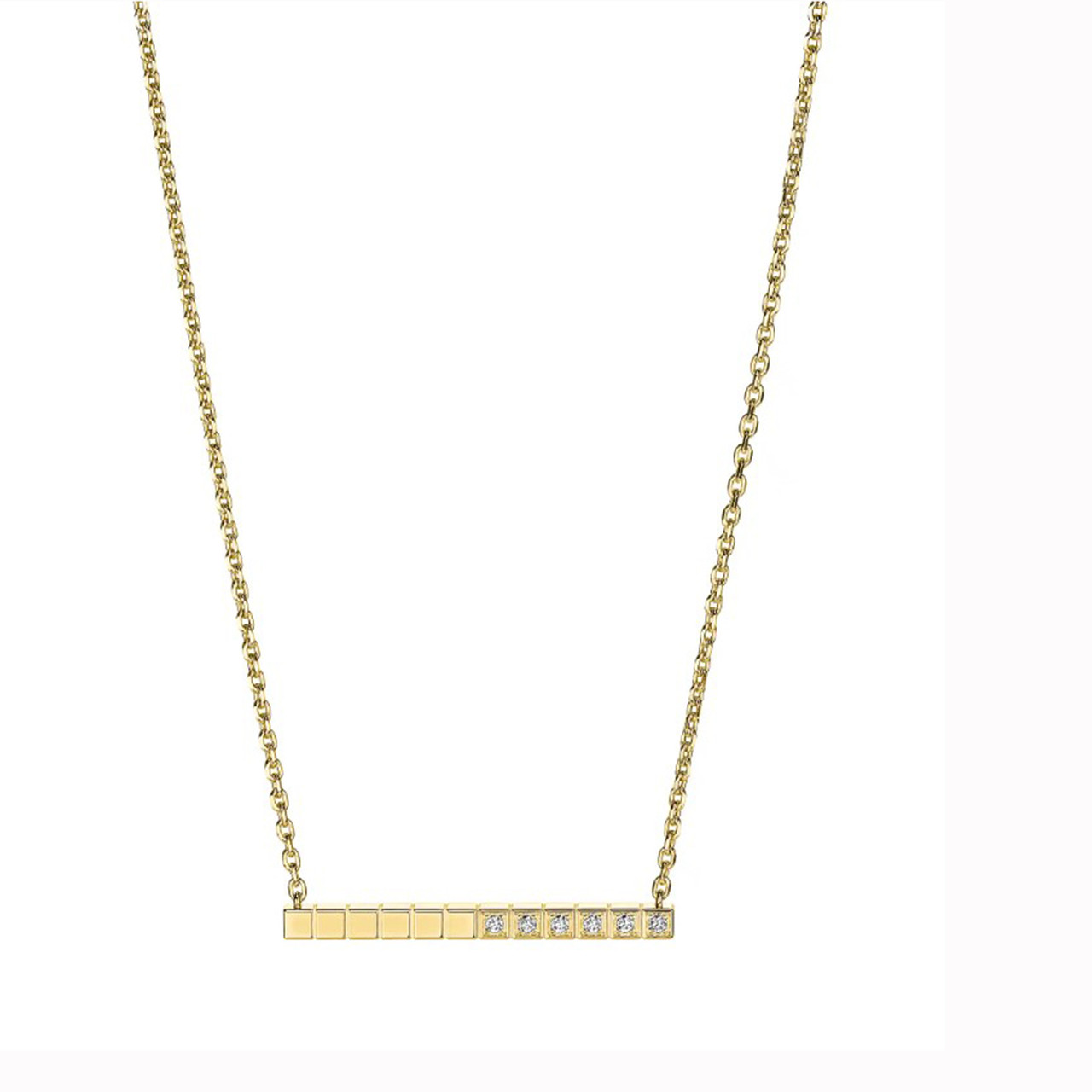 Chopard Ice Cube Pure Yellow Gold Half-Set Diamond Necklace