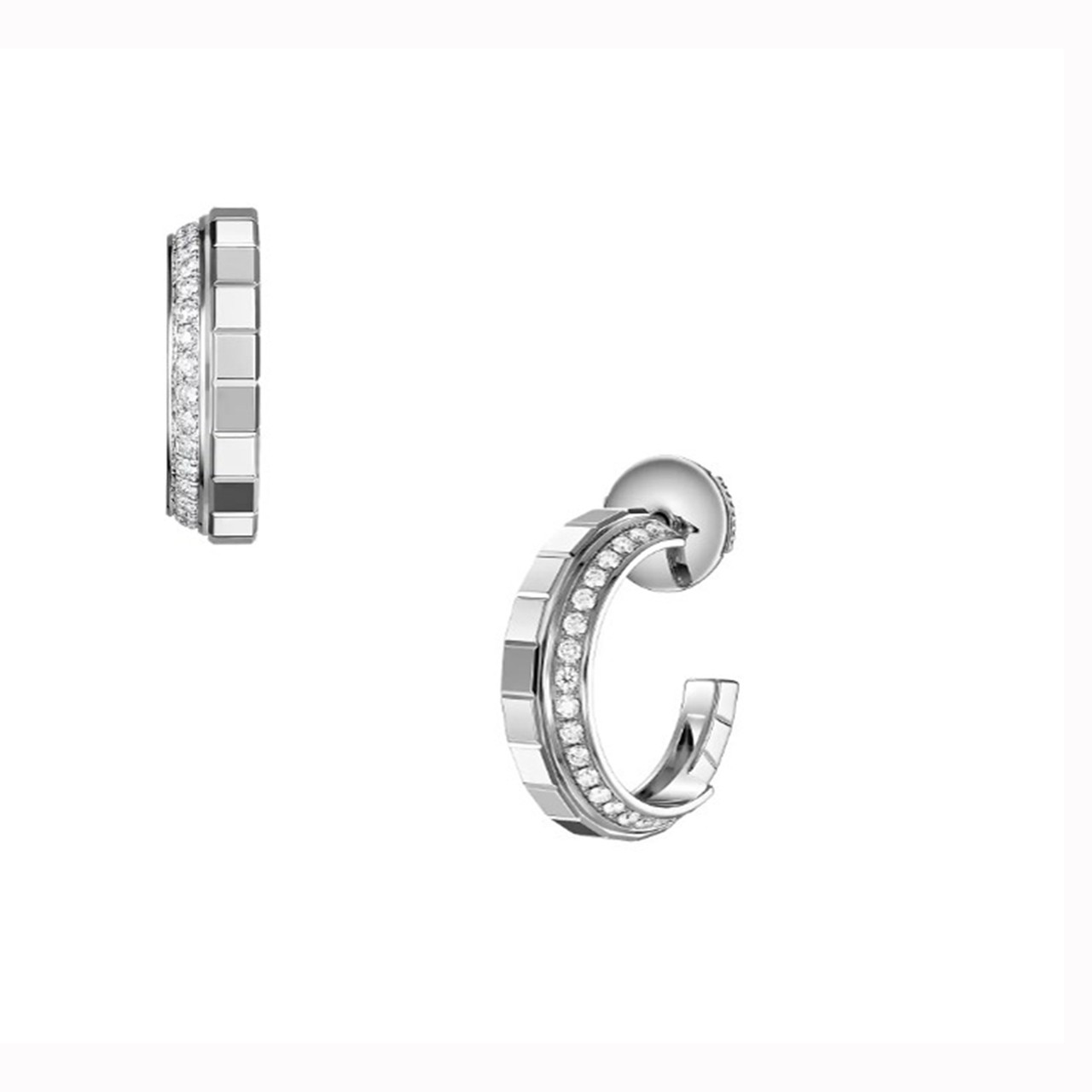 Chopard Ice Cube White Gold Diamond Open Hoop Earrings