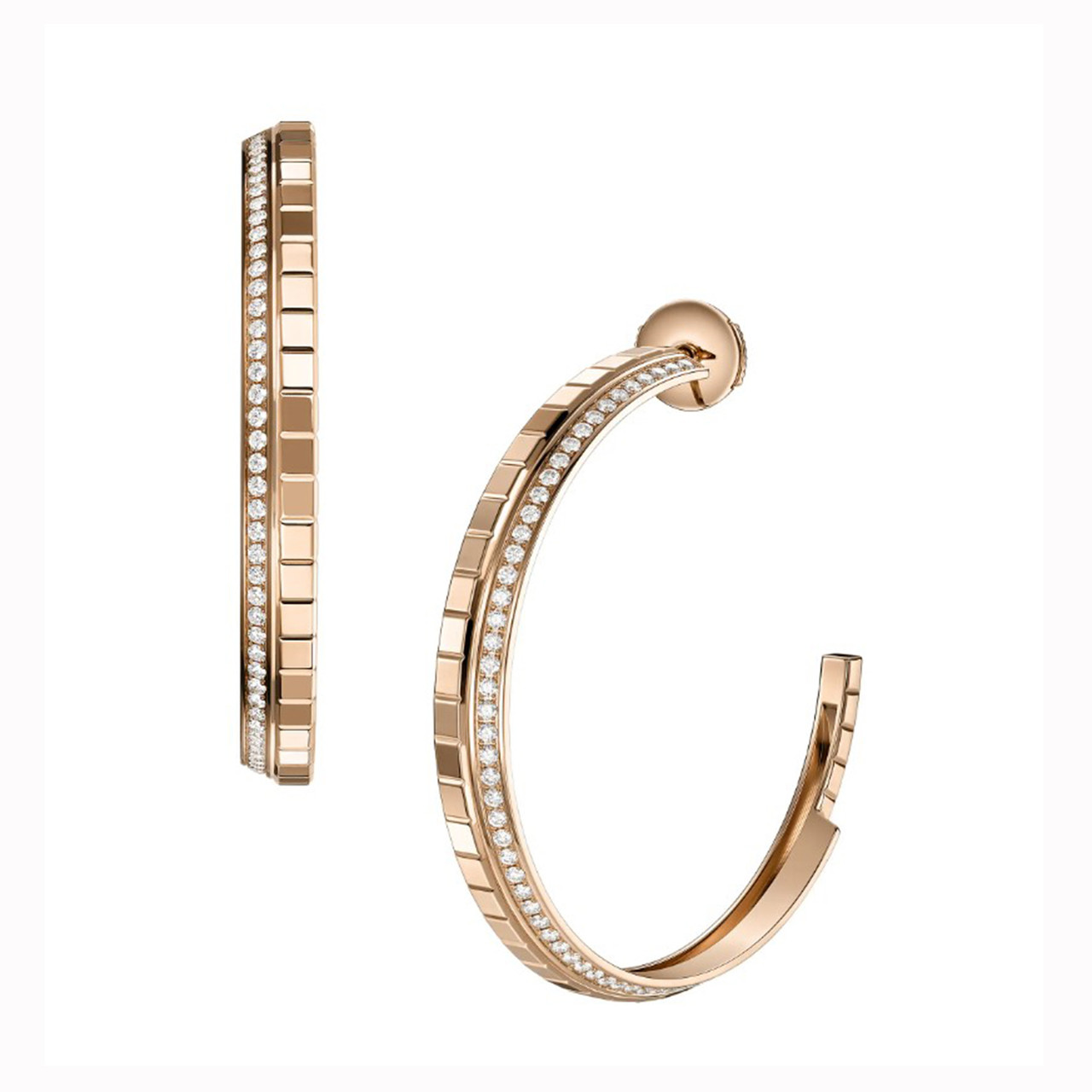 Chopard Ice Cube Rose Gold Large Open Hoop Earrings