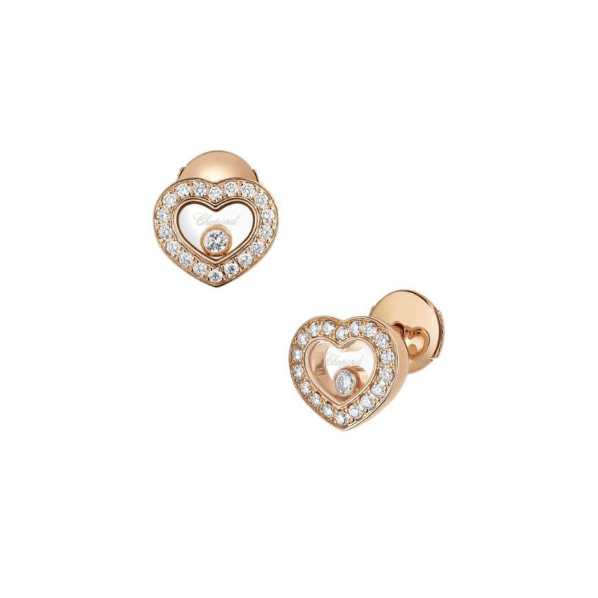 Chopard Rose Gold Diamond Heart Earrings 1