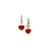 Chopard Happy Hearts Rose Gold Red Stone Earrings