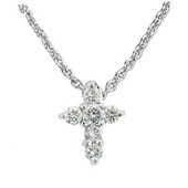 Tiny Treasures White Gold Larger Diamond Baby Cross Necklace