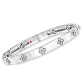 Roberto Coin Love In Verona Diamond Flower Medium Width Bangle