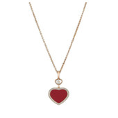Happy Hearts Rose Gold Red Stone Diamond Heart Pendant